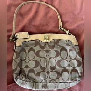 Coach Signature Brown and Tan Crossbody Bag